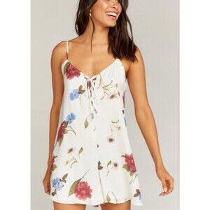 Show Me Your Mumu Rebel Floral White Spaghetti Strap Romper Women's Size Small